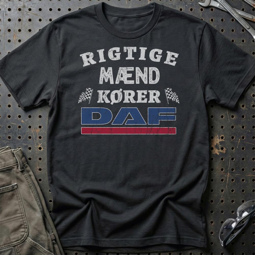 DAF Rigtige Mænd Kører - Unisex T-Shirt , Bomuld-Beklædning-DAF-Sort-S-Garage Culture Shop- garage - man cave - merchandise
