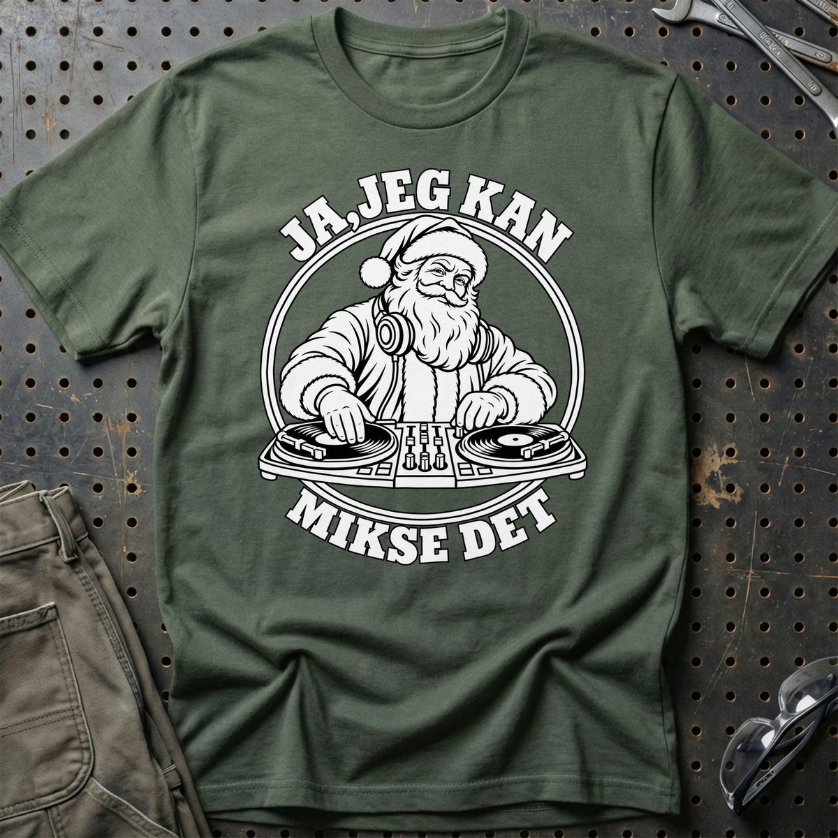 
DJ – Santa Kan Det – Jul T-Shirt – Grøn Militær