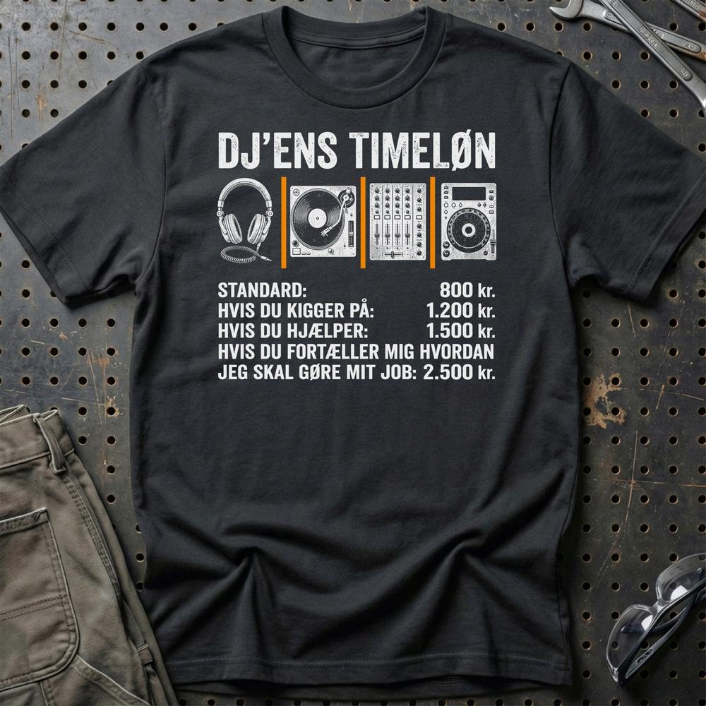 DJ’ens Timeløn T-Shirt-Beklædning-Garage Culture-Sort-S-Garage Culture Shop- garage - man cave - merchandise