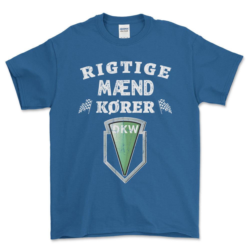 DKW Rigtige Mænd Kører - Unisex T-Shirt , Bomuld-Beklædning-DKW-Blå Royal-S-Forside-Garage Culture Shop- garage - man cave - merchandise