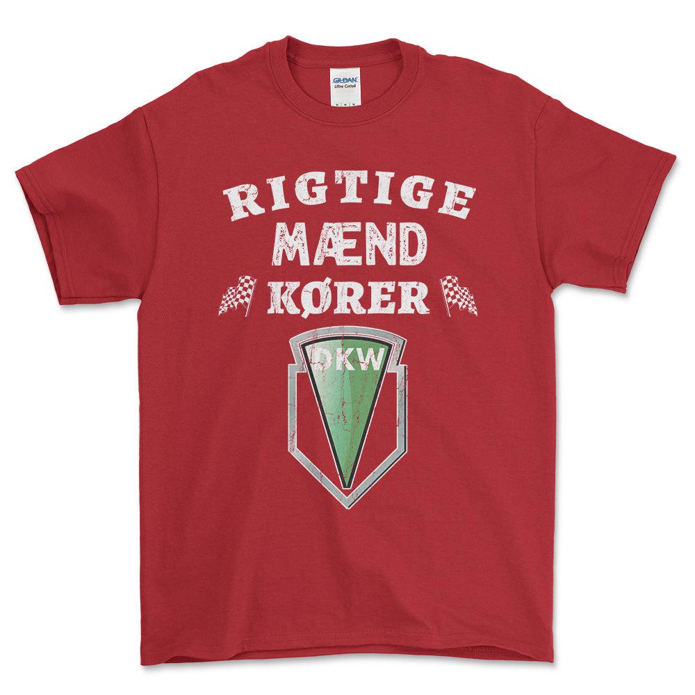 DKW Rigtige Mænd Kører - Unisex T-Shirt , Bomuld-Beklædning-DKW-Rød-S-Forside-Garage Culture Shop- garage - man cave - merchandise