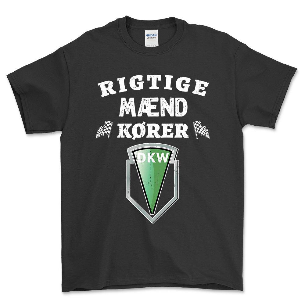 DKW Rigtige Mænd Kører - Unisex T-Shirt , Bomuld-Beklædning-DKW-Sort-S-Forside-Garage Culture Shop- garage - man cave - merchandise