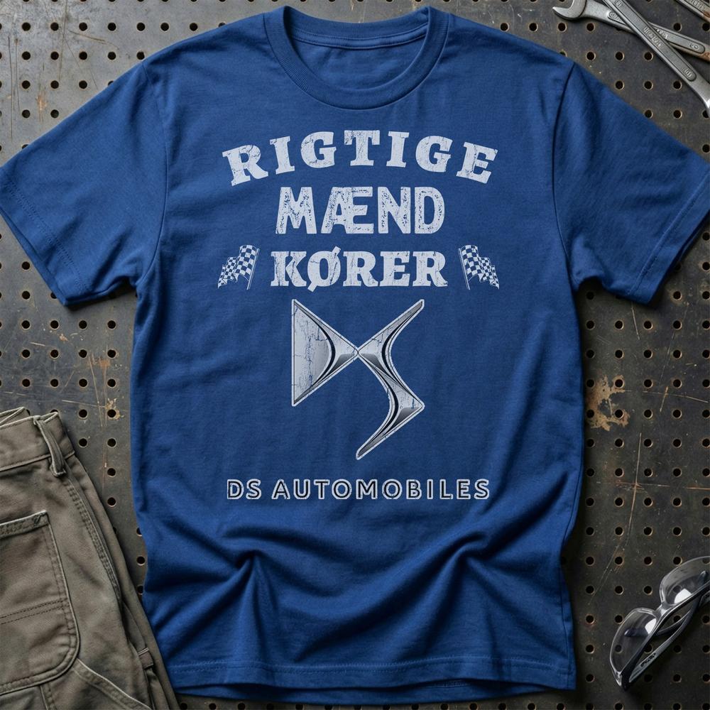 DS Automobiles Rigtige Mænd Kører T-Shirt-Beklædning-DS Automobiles-Blå Royal-S-Garage Culture Shop- garage - man cave - merchandise
