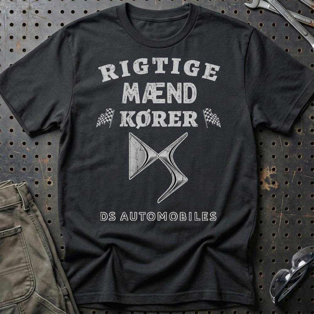 DS Automobiles Rigtige Mænd Kører T-Shirt-Beklædning-DS Automobiles-Sort-S-Garage Culture Shop- garage - man cave - merchandise