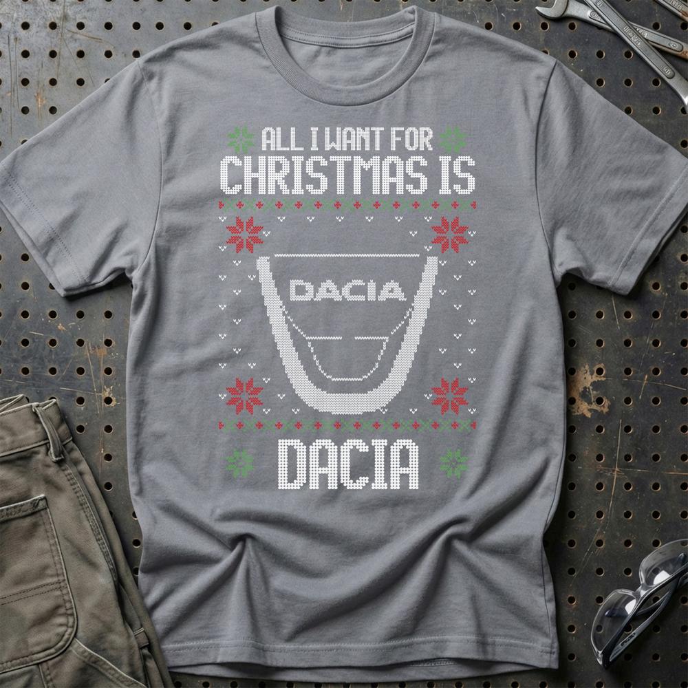 Dacia - All I Want For Christmas - Unisex T-Shirt , Bomuld-Beklædning-Dacia-Grå Sport-S-Garage Culture Shop- garage - man cave - merchandise