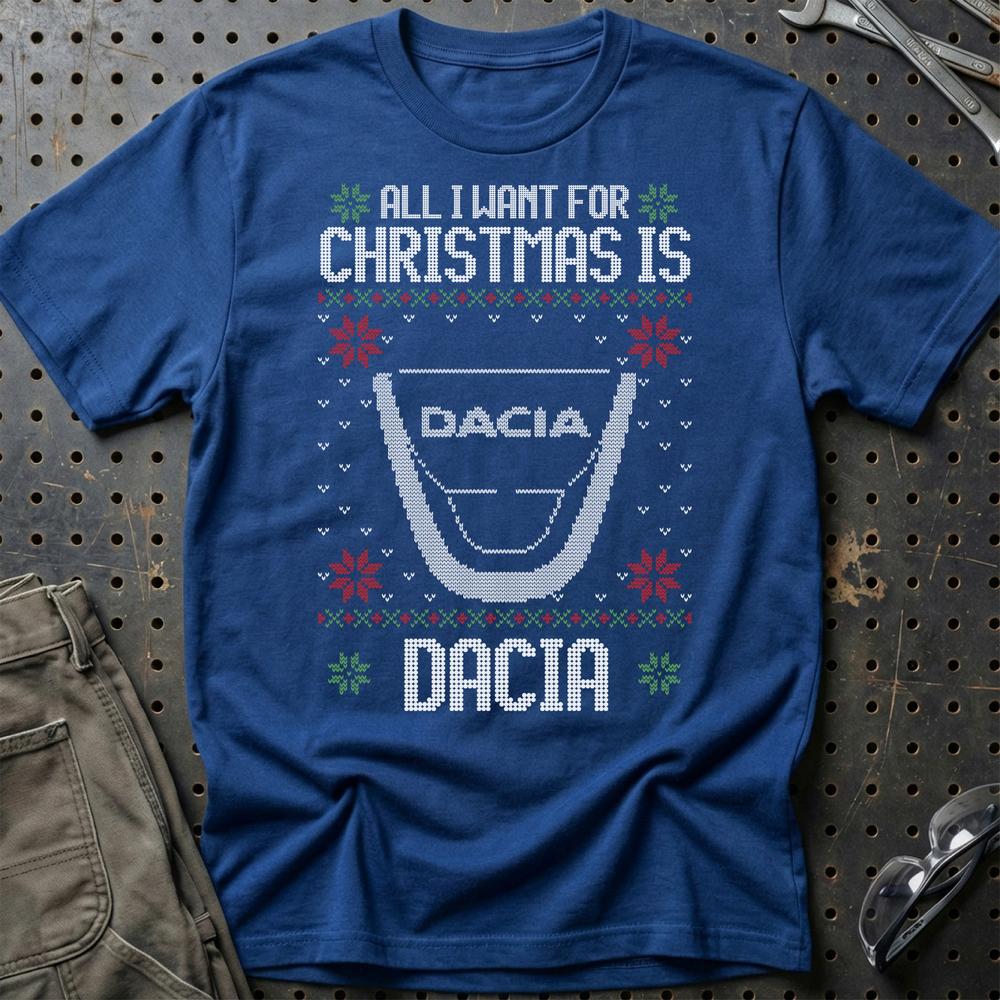 Dacia - All I Want For Christmas - Unisex T-Shirt , Bomuld-Beklædning-Dacia-Blå Royal-S-Garage Culture Shop- garage - man cave - merchandise