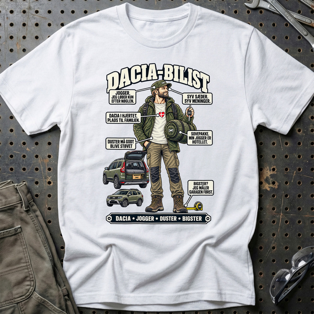 
Dacia-Bilist T-Shirt – Hvid