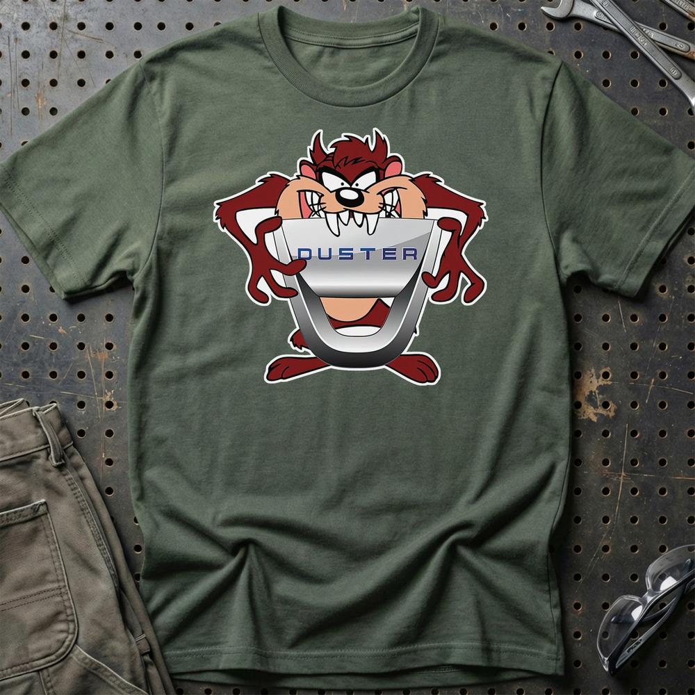 Dacia Duster TAZ Unisex T-Shirt , Bomuld-Beklædning-Dacia-Grøn Militær-S-Garage Culture Shop- garage - man cave - merchandise