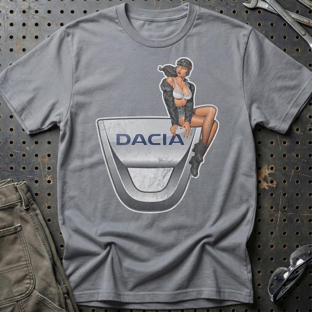 Dacia Pinup T-Shirt-Beklædning-Dacia-Grå Sport-S-Garage Culture Shop- garage - man cave - merchandise