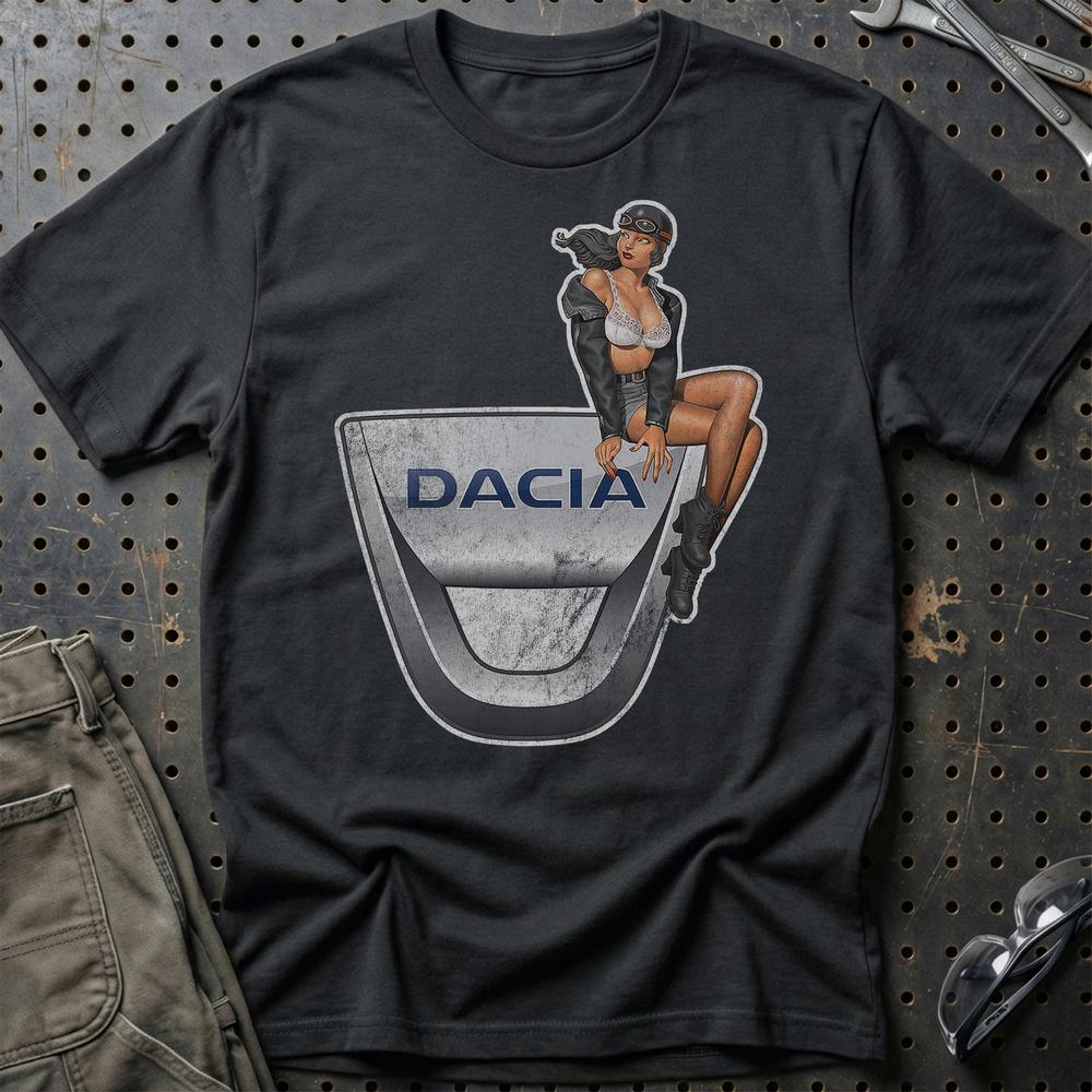 Dacia Pinup T-Shirt-Beklædning-Dacia-Sort-S-Garage Culture Shop- garage - man cave - merchandise