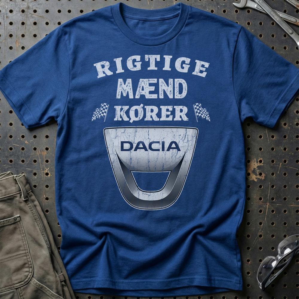 Dacia Rigtige Mænd Kører - Unisex T-Shirt , Bomuld-Beklædning-Dacia-Blå Royal-S-Garage Culture Shop- garage - man cave - merchandise