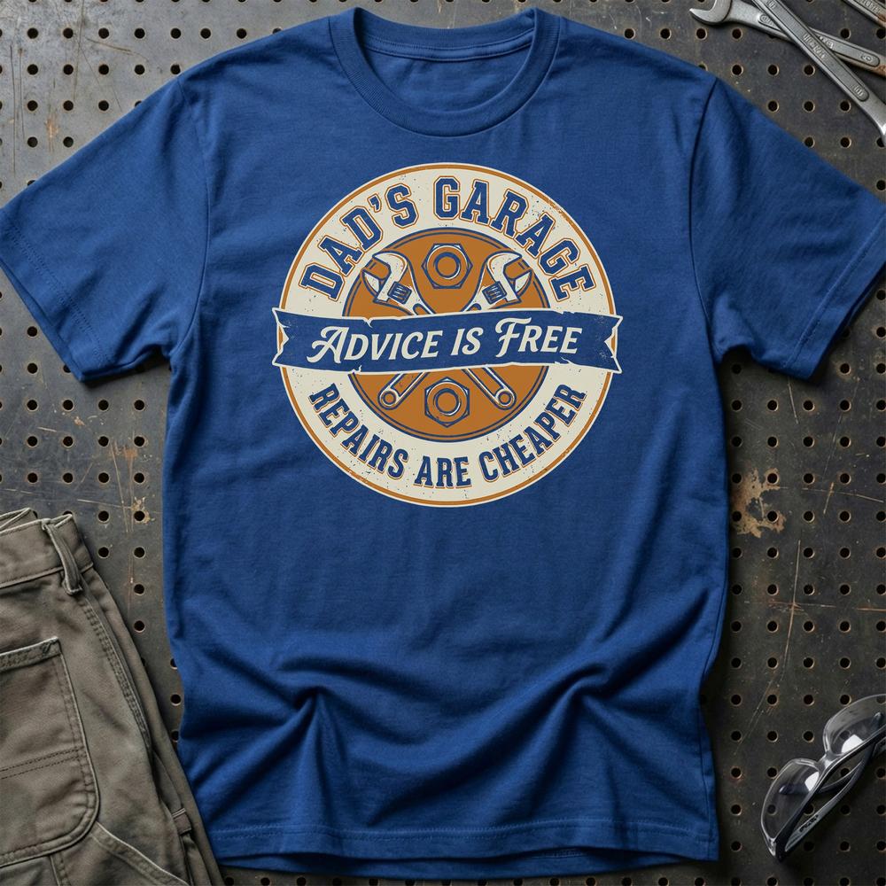 Dad's Garage Advice Is Free T-Shirt-Beklædning-Garage Culture-Blå Royal-S-Garage Culture Shop- garage - man cave - merchandise