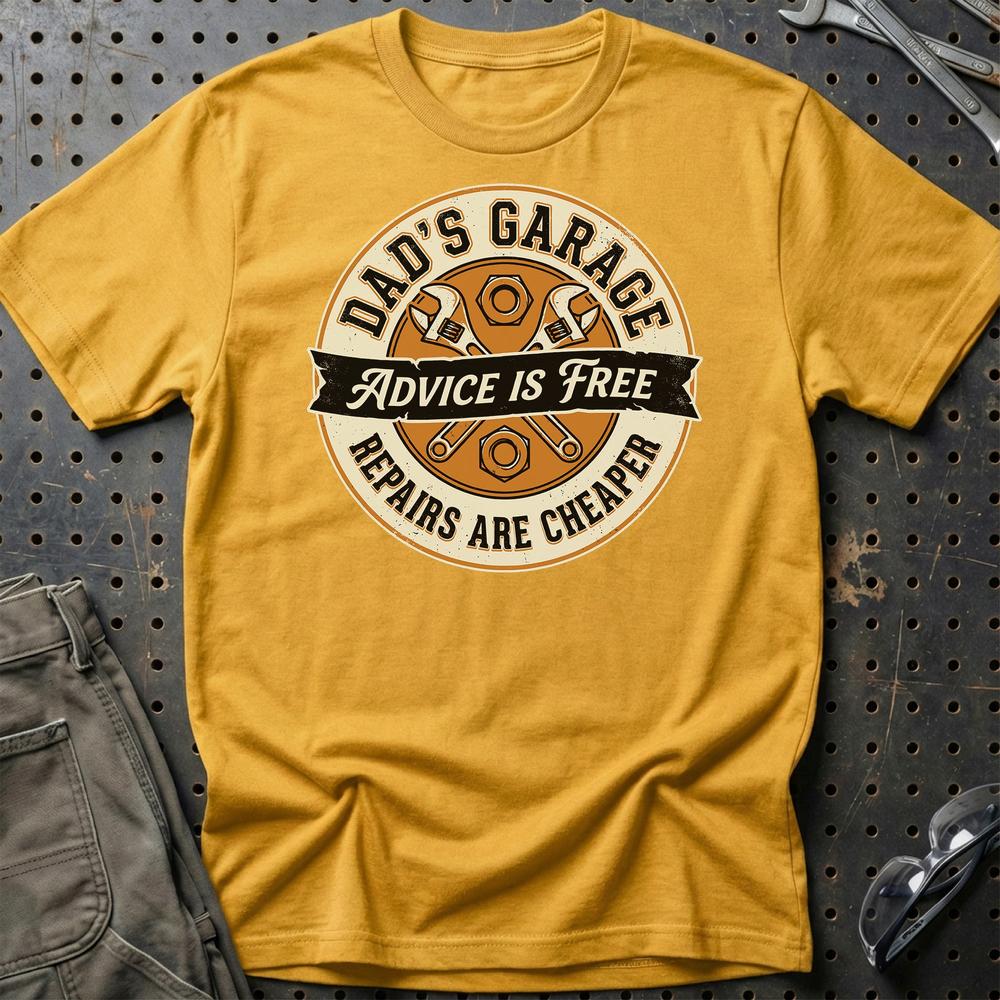 Dad's Garage Advice Is Free T-Shirt-Beklædning-Garage Culture-Guld-S-Garage Culture Shop- garage - man cave - merchandise