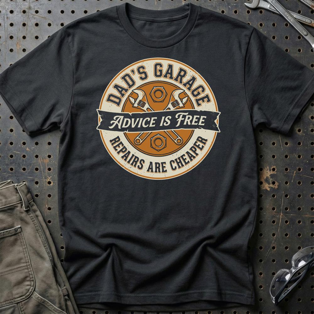 Dad's Garage Advice Is Free T-Shirt-Beklædning-Garage Culture-Sort-S-Garage Culture Shop- garage - man cave - merchandise