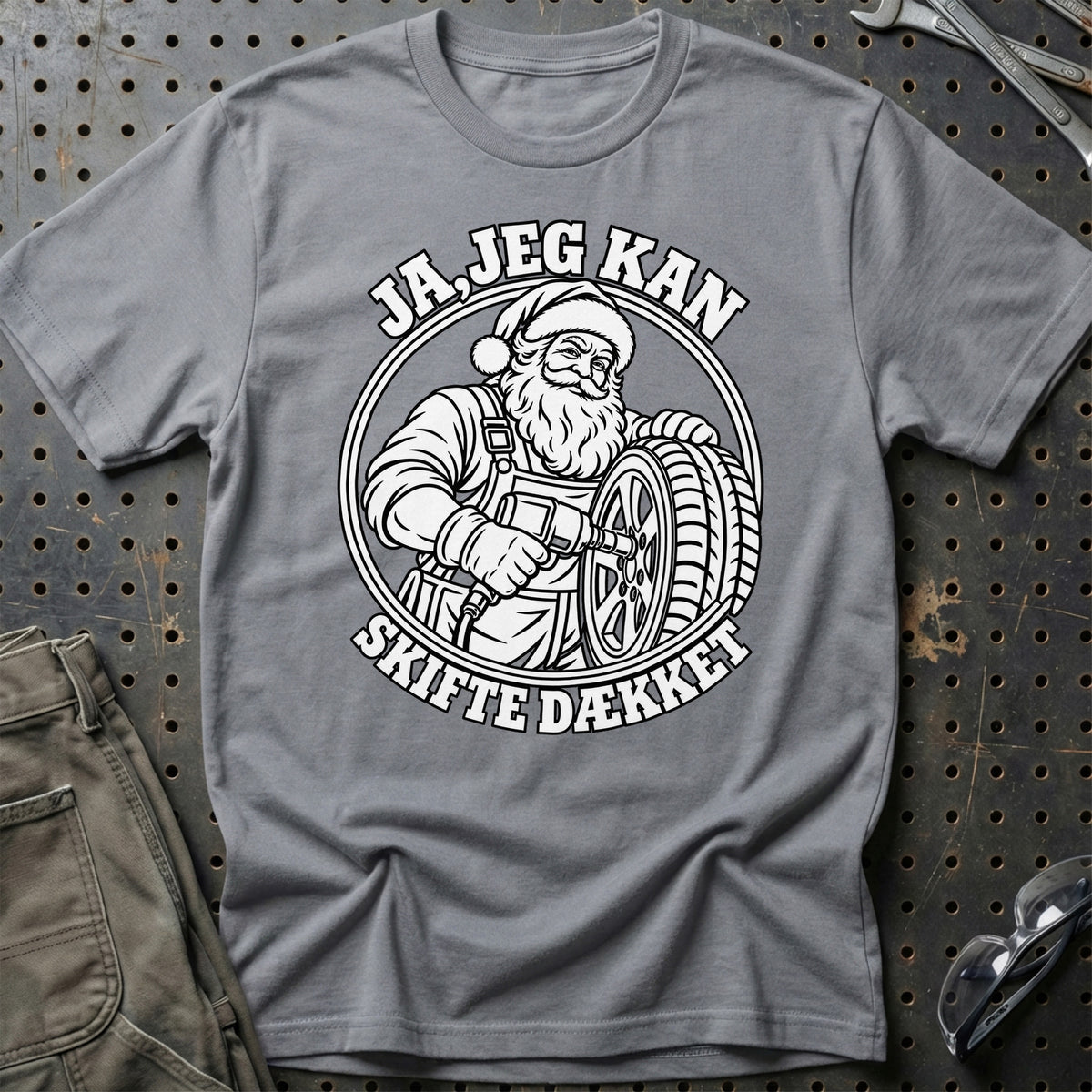 
Dækmontør – Santa Kan Det – Jul T-Shirt – Grå Sport