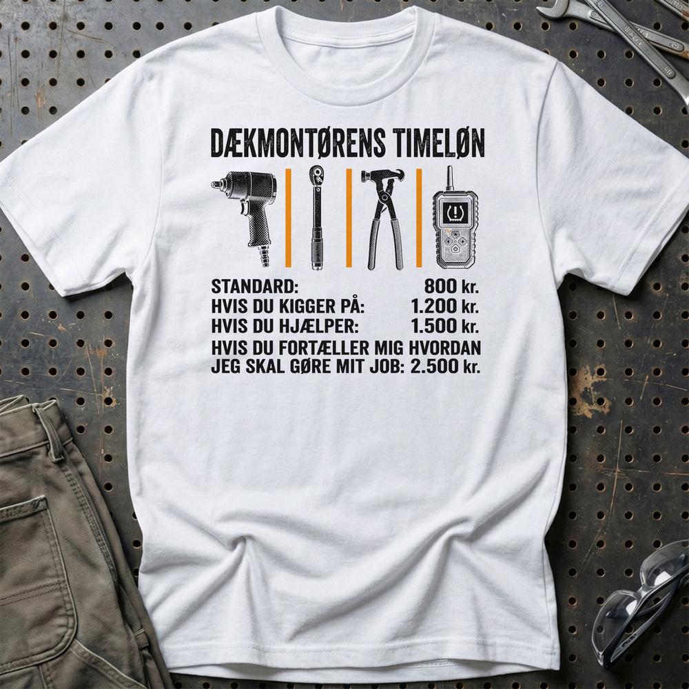 
Produktbillede af Dækmontørens Timeløn T-Shirt