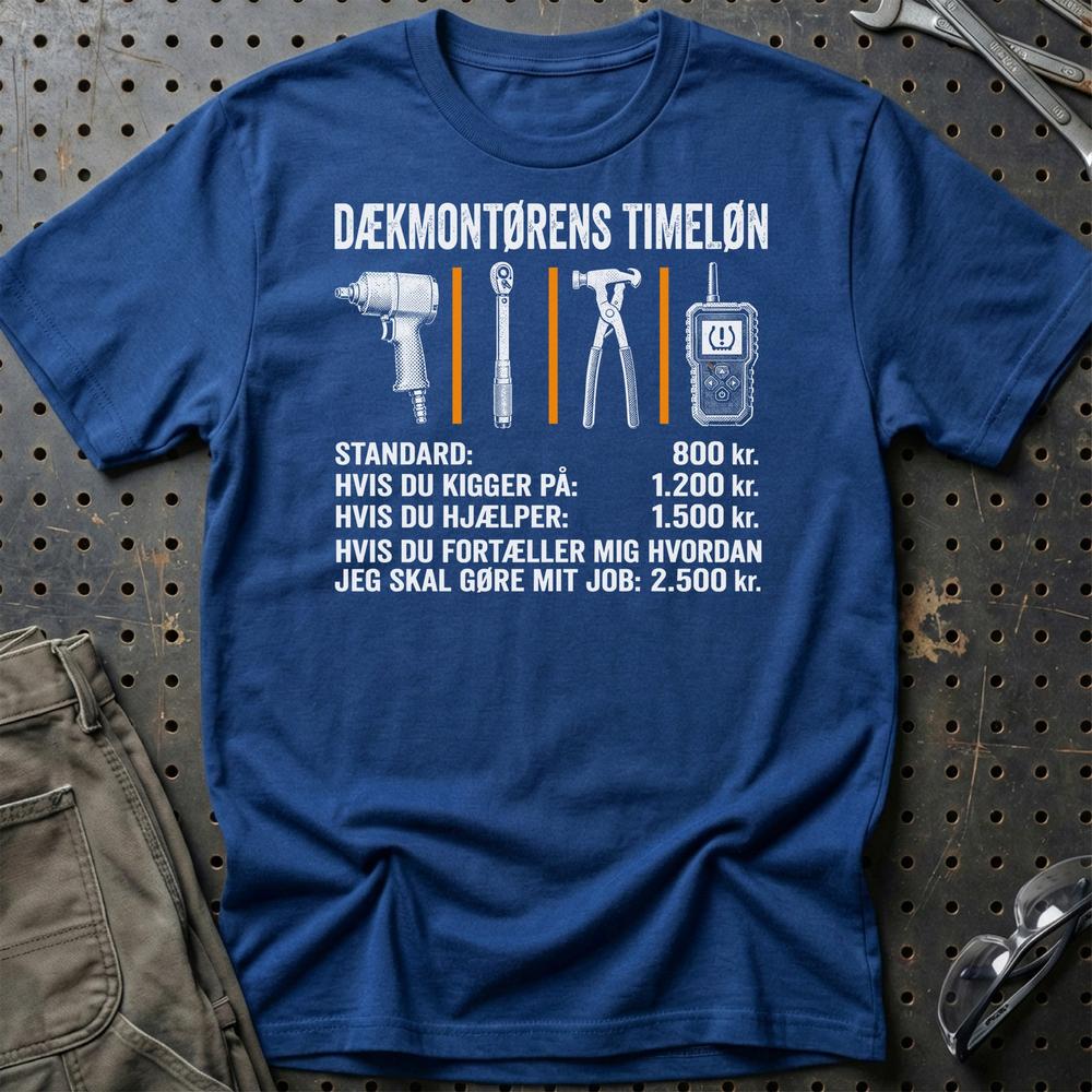 
Produktbillede af Dækmontørens Timeløn T-Shirt