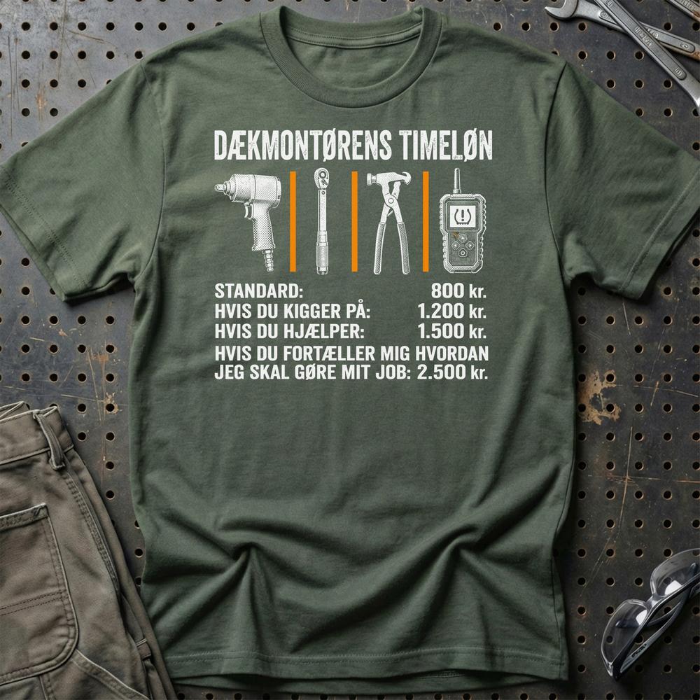 
Produktbillede af Dækmontørens Timeløn T-Shirt