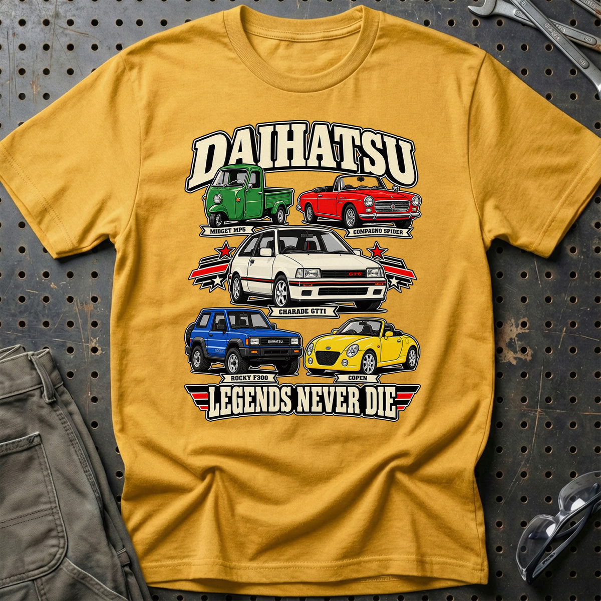 
Produktbillede af Daihatsu Legends Never Die T-Shirt