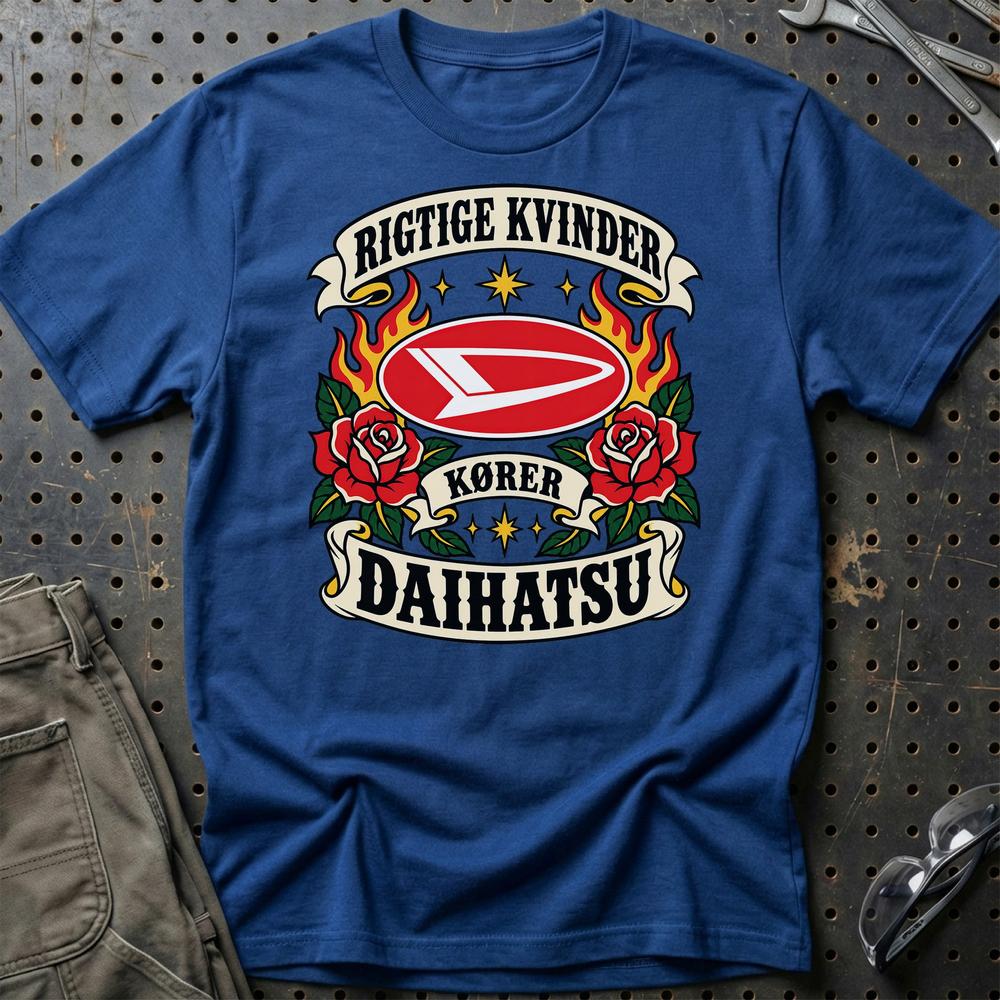 
Produktbillede af Daihatsu Rigtige Kvinder Kører – Roser og Flammer T-Shirt