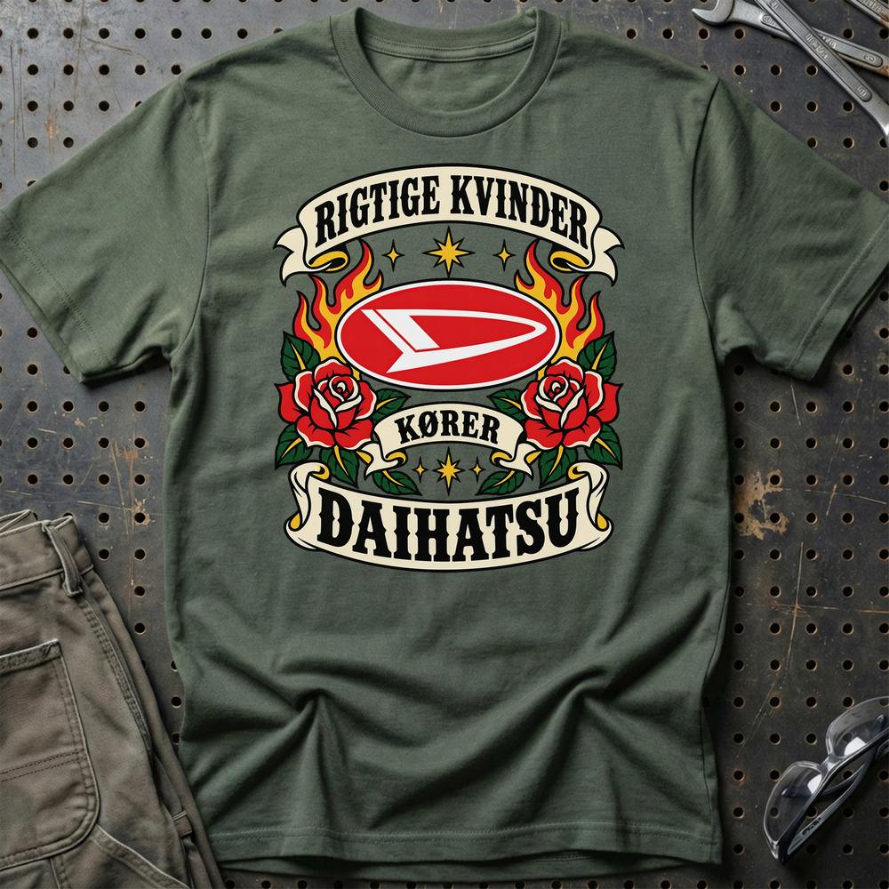 
Produktbillede af Daihatsu Rigtige Kvinder Kører – Roser og Flammer T-Shirt