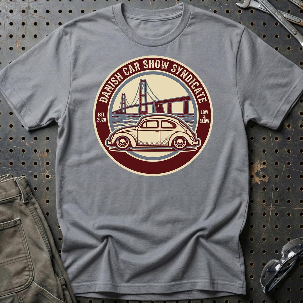 Danish Car Show Syndicate - Oldschool Classic Car T-Shirt-Beklædning-Garage Culture-Grå Sport-S-Garage Culture Shop- garage - man cave - merchandise