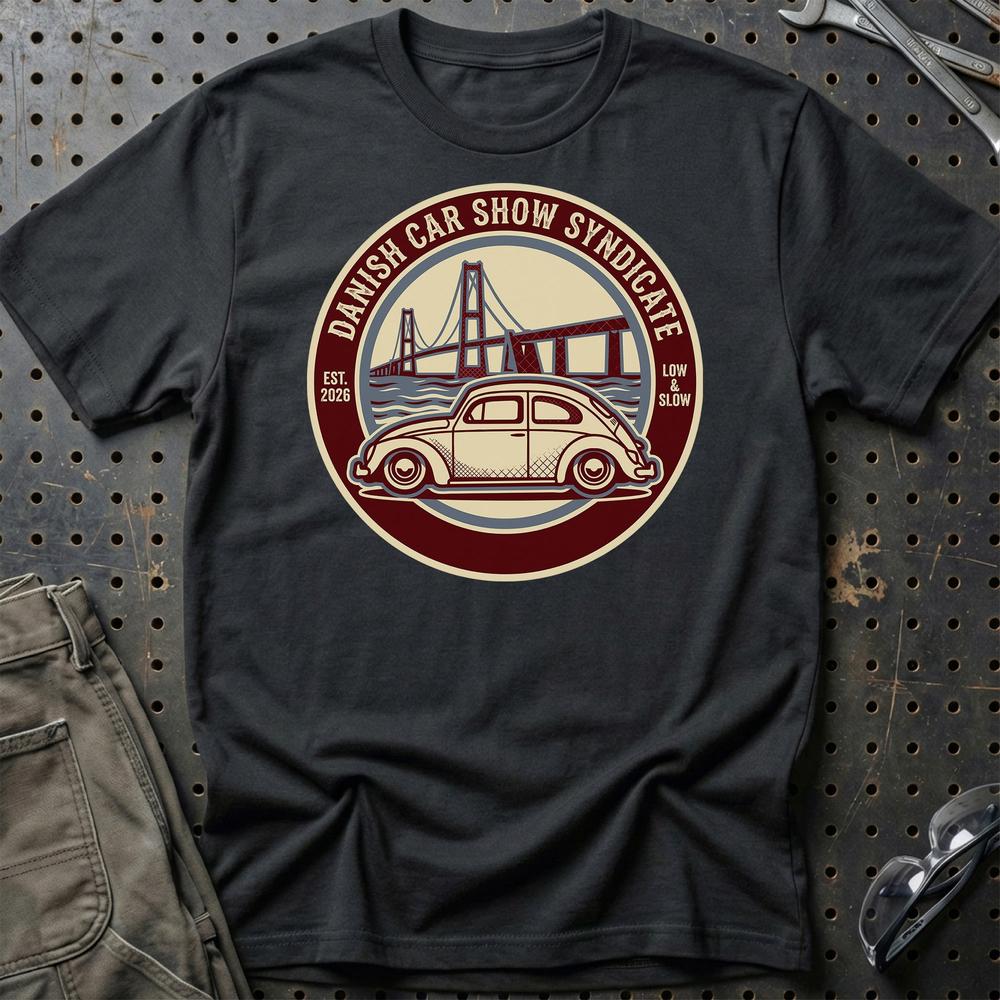 Danish Car Show Syndicate - Oldschool Classic Car T-Shirt-Beklædning-Garage Culture-Sort-S-Garage Culture Shop- garage - man cave - merchandise