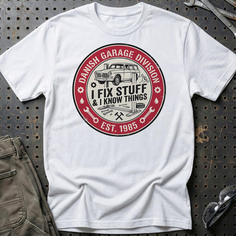 Danish Garage Division T-Shirt-Beklædning-Garage Culture-Hvid-S-Garage Culture Shop- garage - man cave - merchandise
