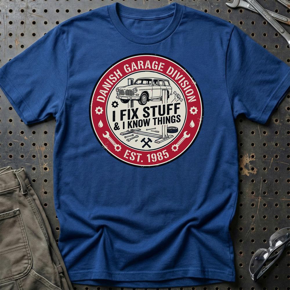 Danish Garage Division T-Shirt-Beklædning-Garage Culture-Blå Royal-S-Garage Culture Shop- garage - man cave - merchandise