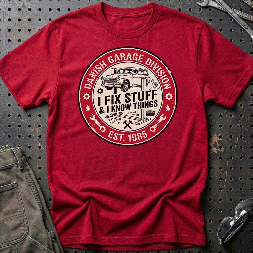 Danish Garage Division T-Shirt-Beklædning-Garage Culture-Rød-S-Garage Culture Shop- garage - man cave - merchandise