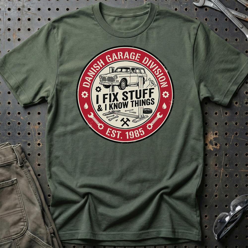 Danish Garage Division T-Shirt-Beklædning-Garage Culture-Grøn Militær-S-Garage Culture Shop- garage - man cave - merchandise