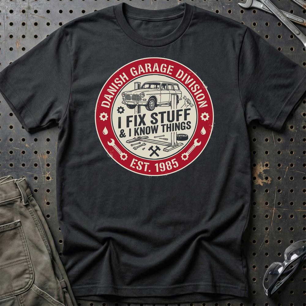 Danish Garage Division T-Shirt-Beklædning-Garage Culture-Sort-S-Garage Culture Shop- garage - man cave - merchandise