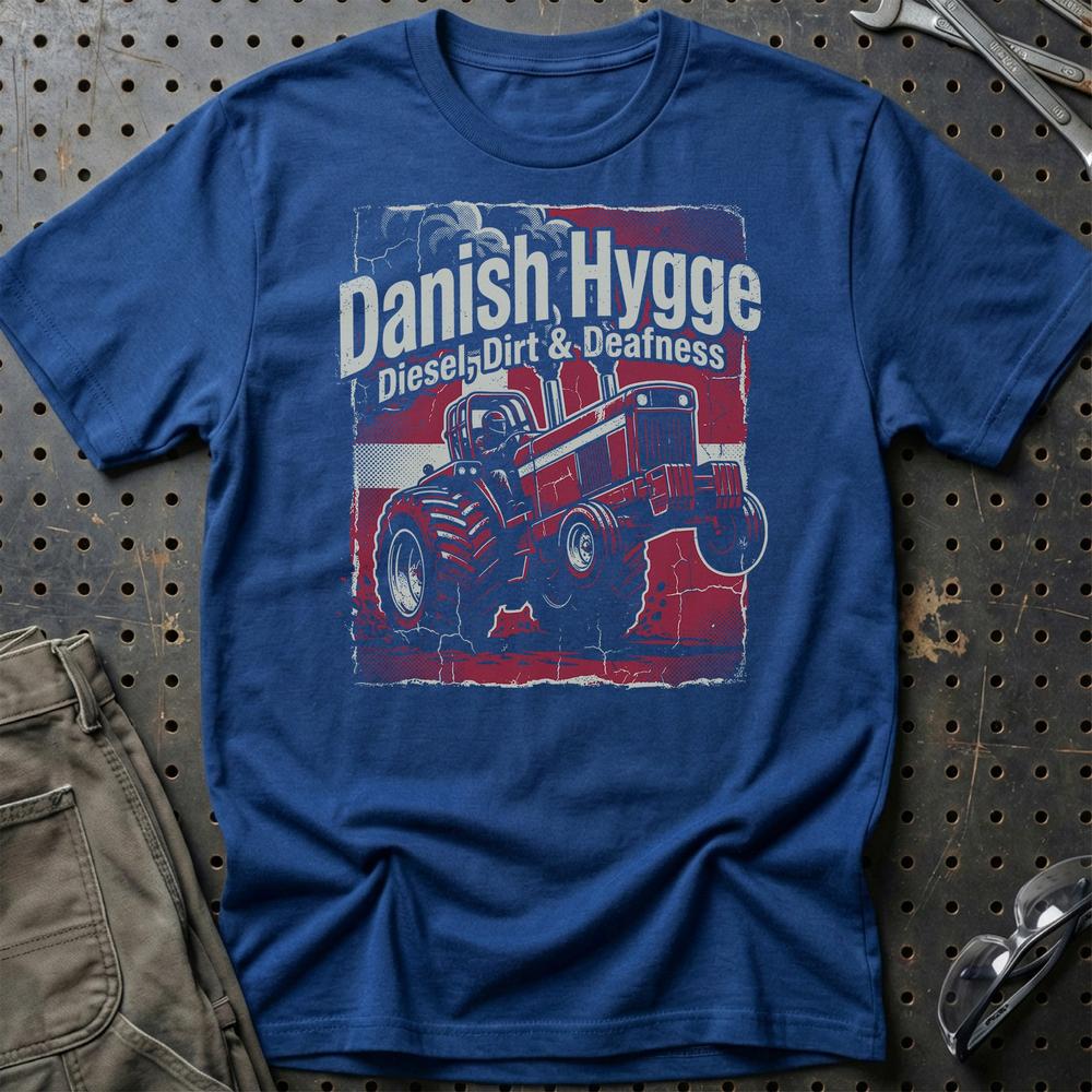 Danish Hygge Tractor Pulling T-Shirt-Beklædning-Funny Garage-Blå Royal-S-Garage Culture Shop- garage - man cave - merchandise