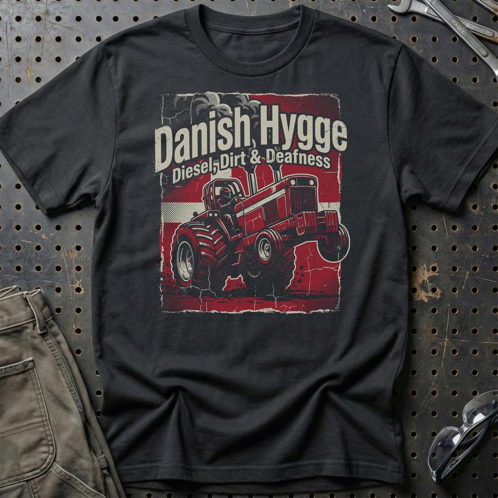 Danish Hygge Tractor Pulling T-Shirt-Beklædning-Funny Garage-Sort-S-Garage Culture Shop- garage - man cave - merchandise