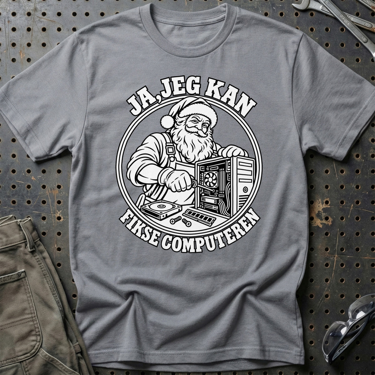 
Datatekniker – Santa Kan Det – Jul T-Shirt – Grå Sport