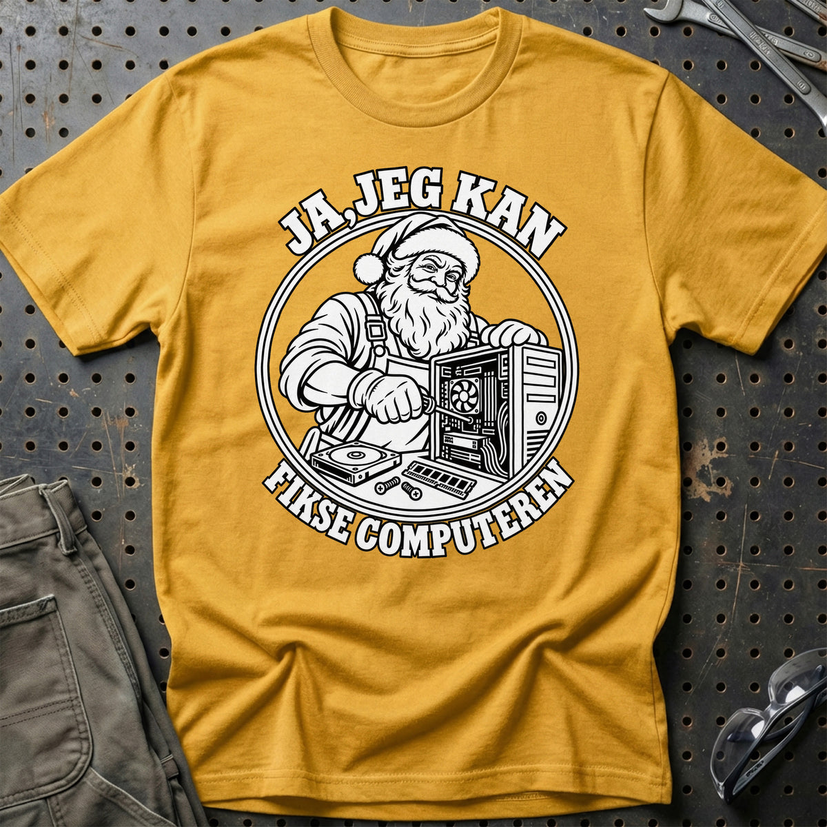 
Datatekniker – Santa Kan Det – Jul T-Shirt – Guld
