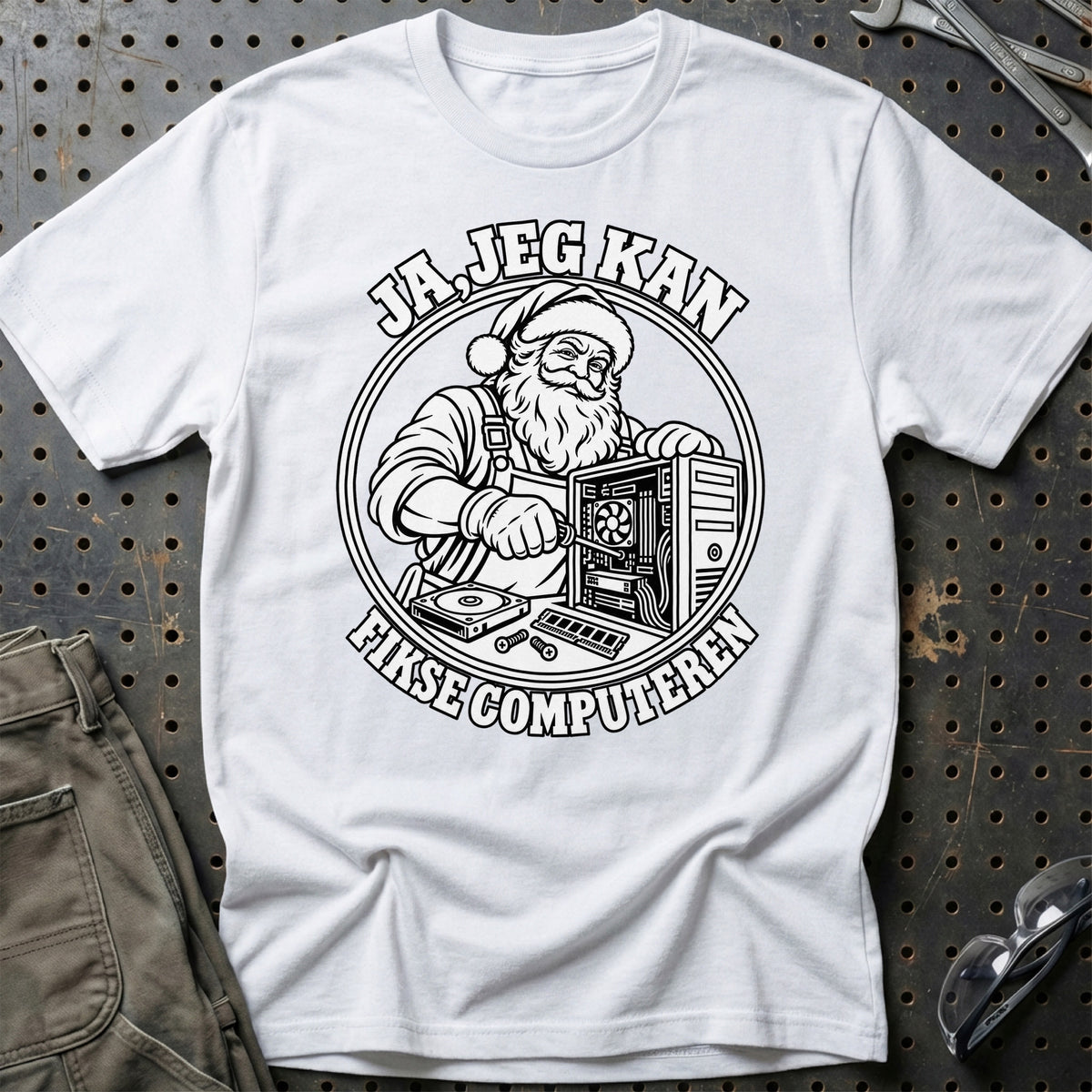 
Datatekniker – Santa Kan Det – Jul T-Shirt – Hvid