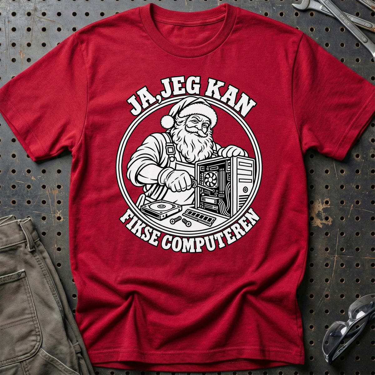 
Datatekniker – Santa Kan Det – Jul T-Shirt – Rød