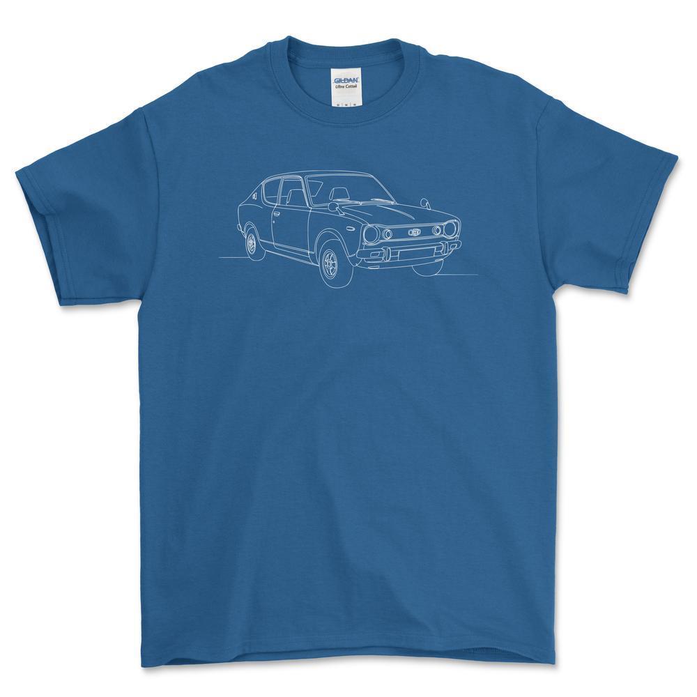 Datsun 100A - One Line Style T-Shirt-Beklædning-Datsun-Blå Royal-S-Garage Culture Shop- garage - man cave - merchandise