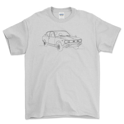 Datsun 100A - One Line Style Unisex T-Shirt-Beklædning-Datsun-Hvid-S-Forside-Garage Culture Shop- garage - man cave - merchandise