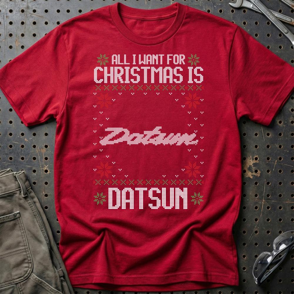 Datsun - All I Want For Christmas T-Shirt-Beklædning-Datsun-Rød-S-Garage Culture Shop- garage - man cave - merchandise