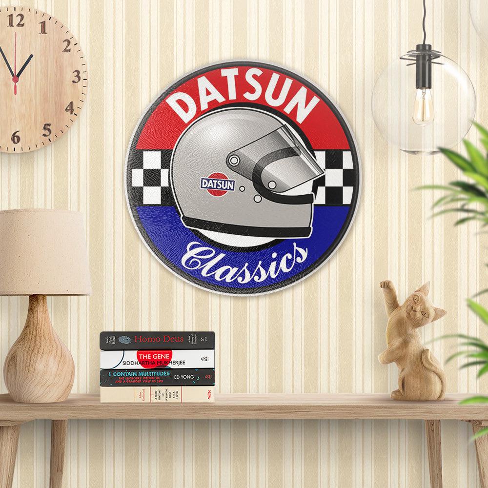 Datsun Classic Runde Skilte , Musemåtte Rundt , Kop Underlag, Underlagssæt-Runde Skilte-Datsun-Garage Culture Shop- garage - man cave - merchandise