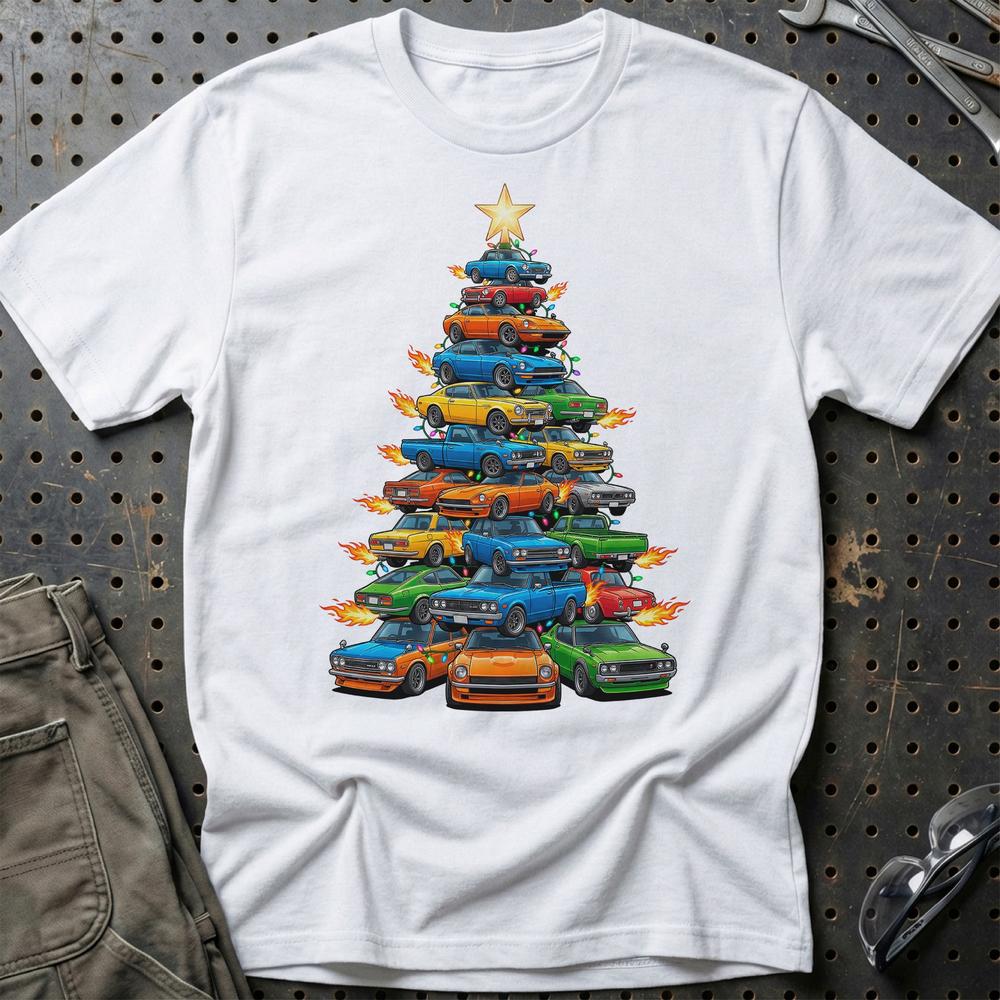 Datsun Juletræ Christmas Tree T-Shirt-Beklædning-Datsun-Hvid-S-Garage Culture Shop- garage - man cave - merchandise