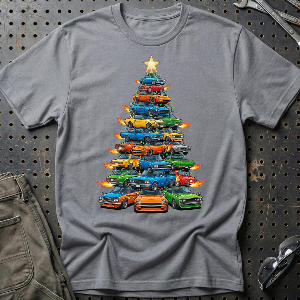 Datsun Juletræ Christmas Tree T-Shirt-Beklædning-Datsun-Grå Sport-S-Garage Culture Shop- garage - man cave - merchandise