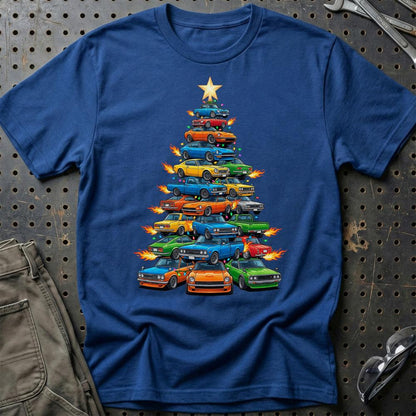 Datsun Juletræ Christmas Tree - Unisex T-Shirt-Beklædning-Datsun-Blå Royal-S-Garage Culture Shop- garage - man cave - merchandise