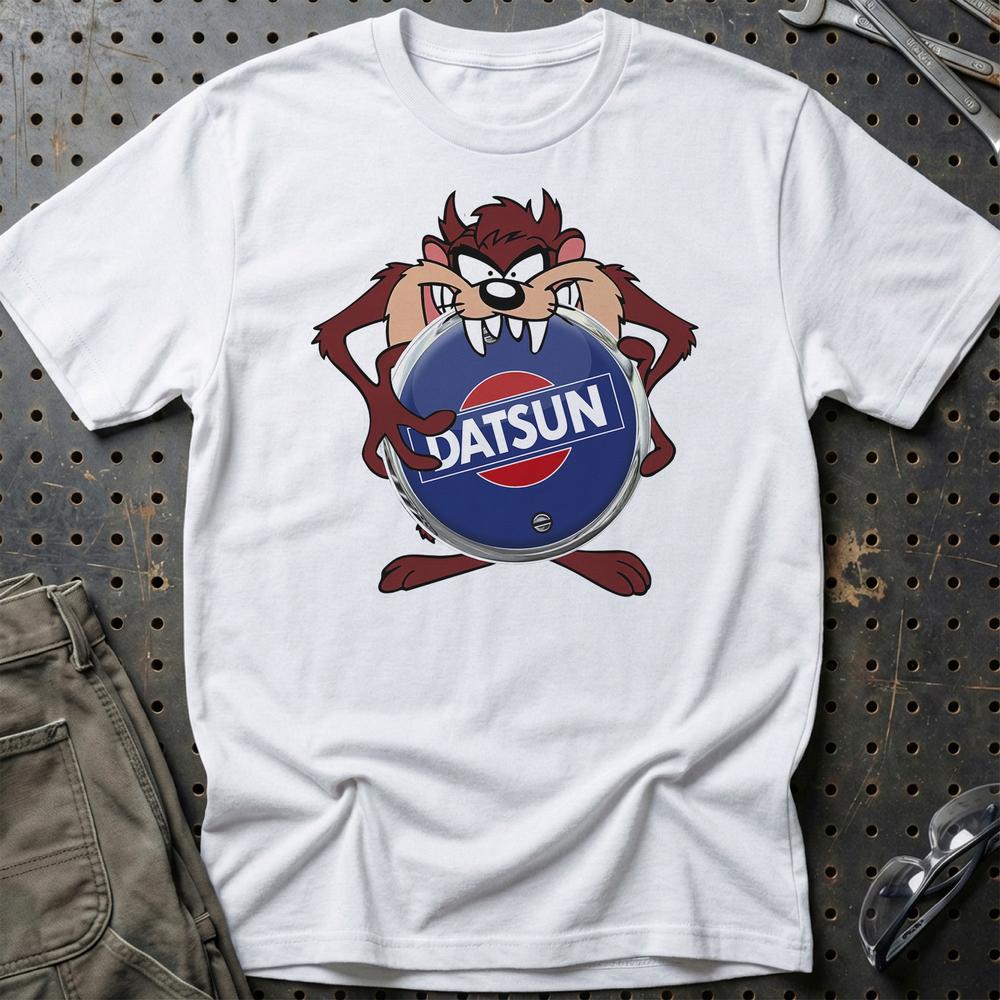 Datsun TAZ Unisex T-Shirt , Bomuld-Beklædning-Datsun-Hvid-S-Garage Culture Shop- garage - man cave - merchandise