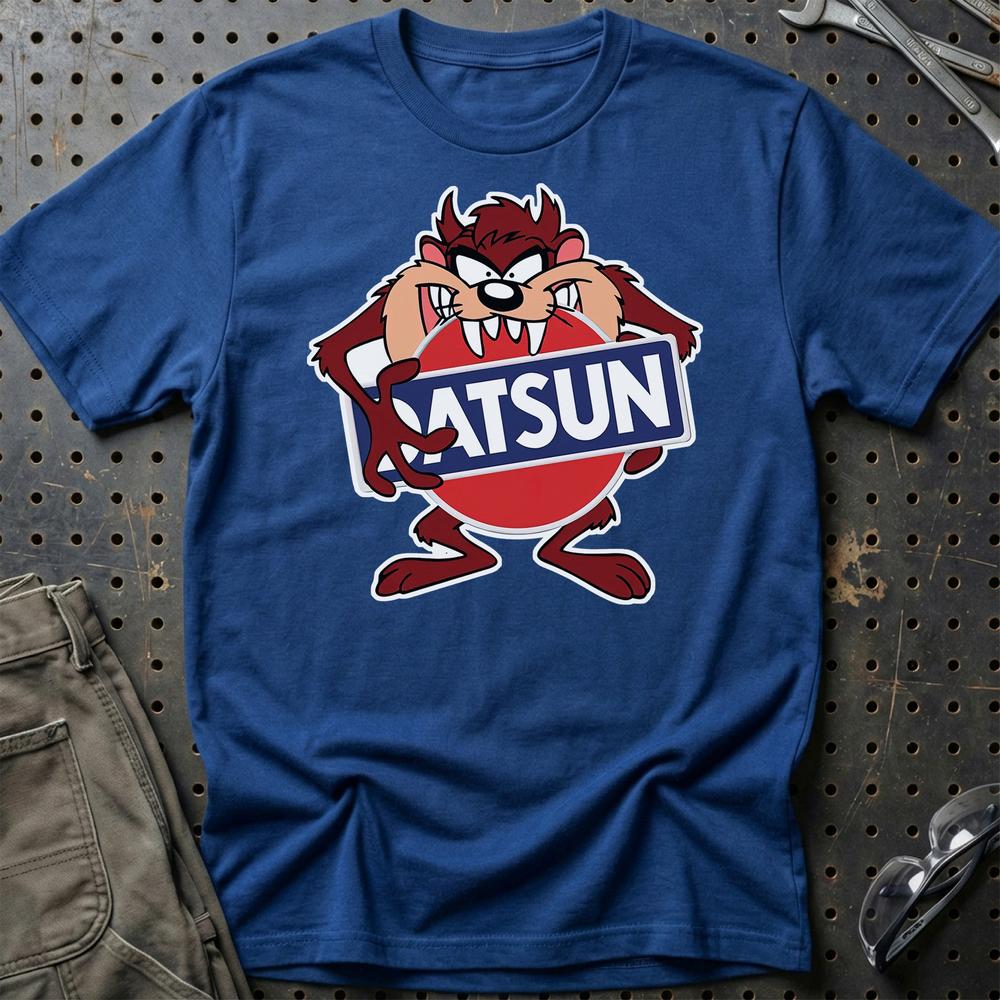 Datsun TAZ Unisex T-Shirt , Bomuld-Beklædning-Datsun-Blå Royal-S-Garage Culture Shop- garage - man cave - merchandise