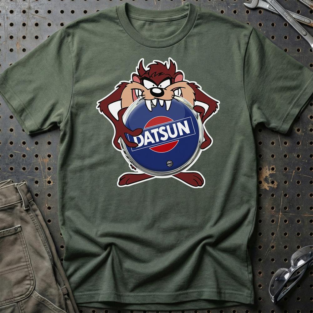 Datsun TAZ Unisex T-Shirt , Bomuld-Beklædning-Datsun-Grøn Militær-S-Garage Culture Shop- garage - man cave - merchandise