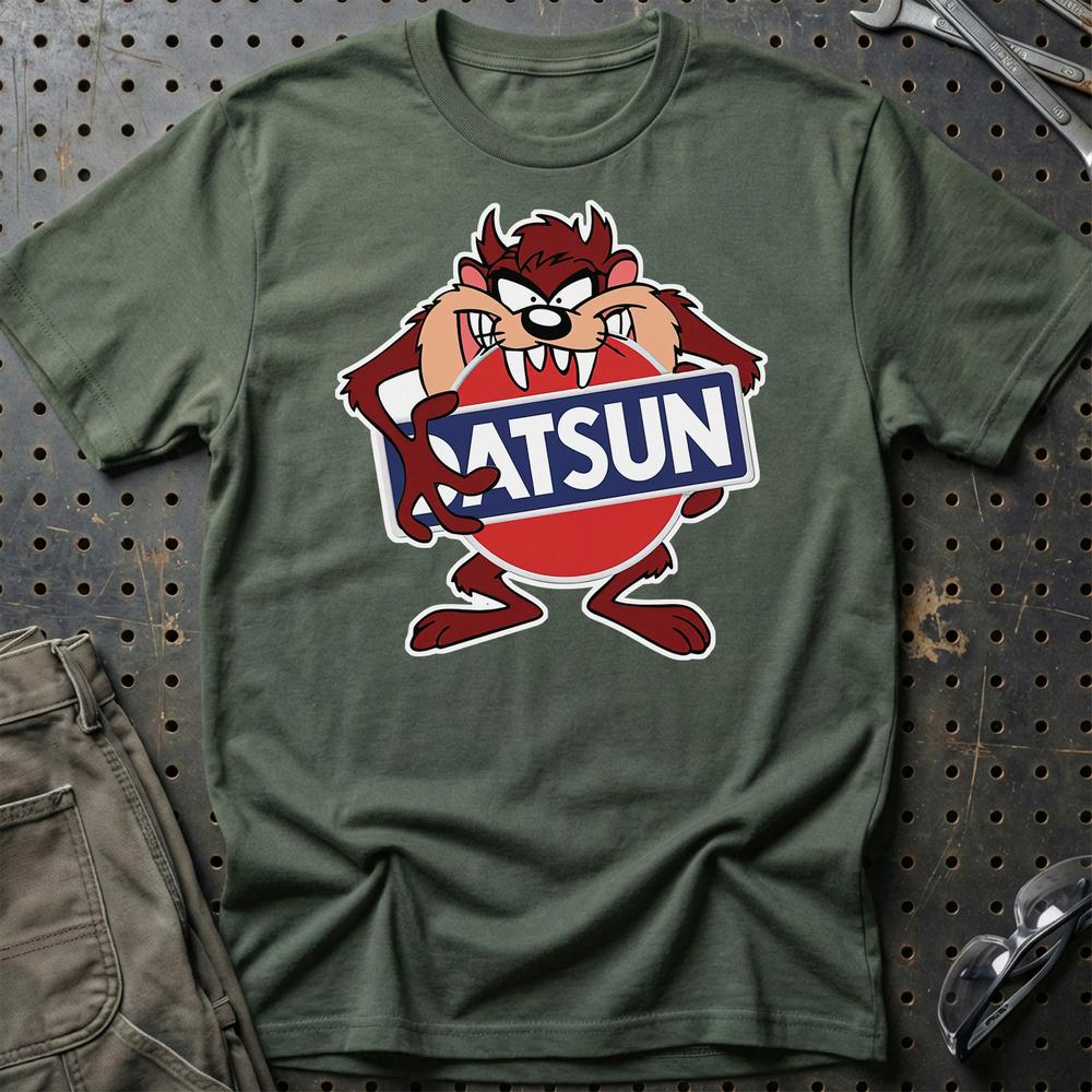 Datsun TAZ Unisex T-Shirt , Bomuld-Beklædning-Datsun-Grøn Militær-S-Garage Culture Shop- garage - man cave - merchandise
