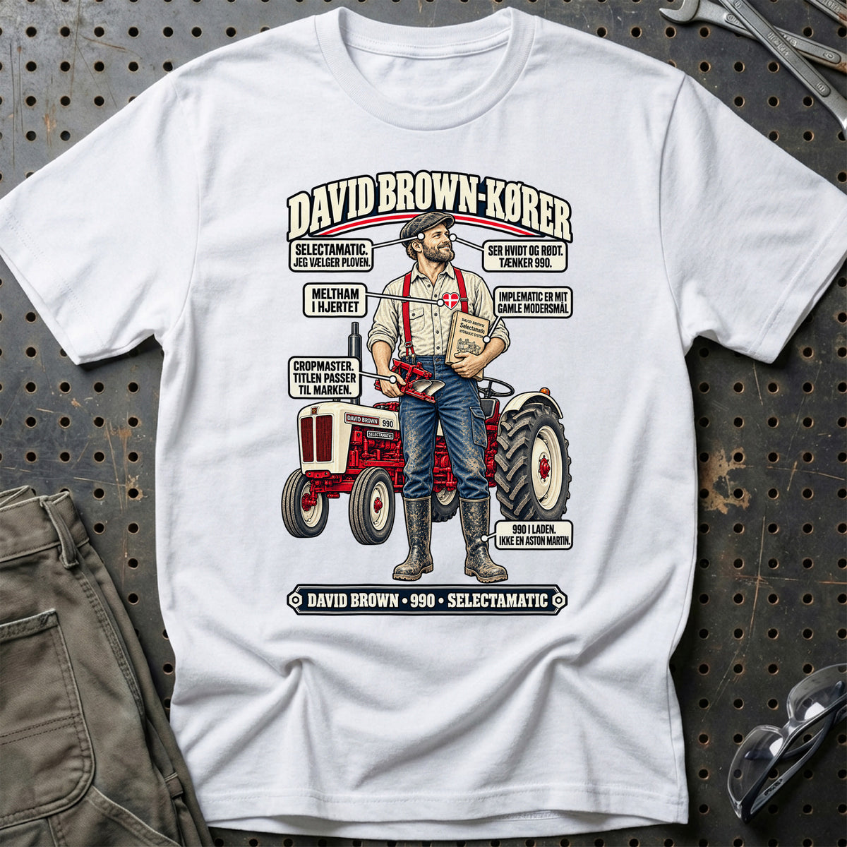 
David Brown-Kører T-Shirt – Hvid